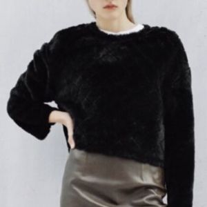 Zara Cropped Faux Fur Sweater